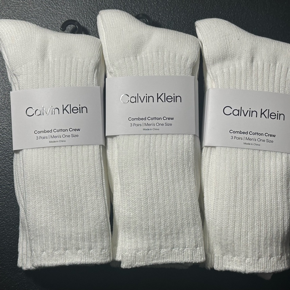 Calvin Klein Men's White Combed Cotton Socks - 3 Pairs